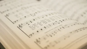 shallow focus photography of musical note book