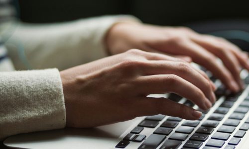 person using laptop